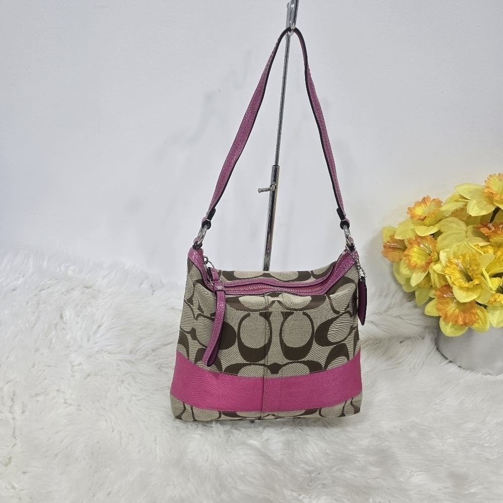 Coach Pink and Tan Shoulder Bag